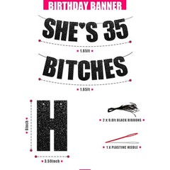 PartyForever Pre-Strung 35th Birthday Party Decorations Banner For Women with…