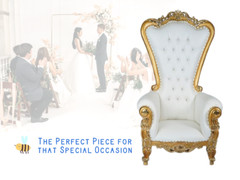 NEW Gold White 6ft King Queen Throne Chair Diamond Tufted Wedding Banquet Party