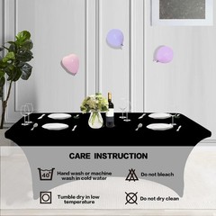 IVAPUPU 4FT Spring Table Cloth for Rectangular Fitted Events Stretch Black Ta…