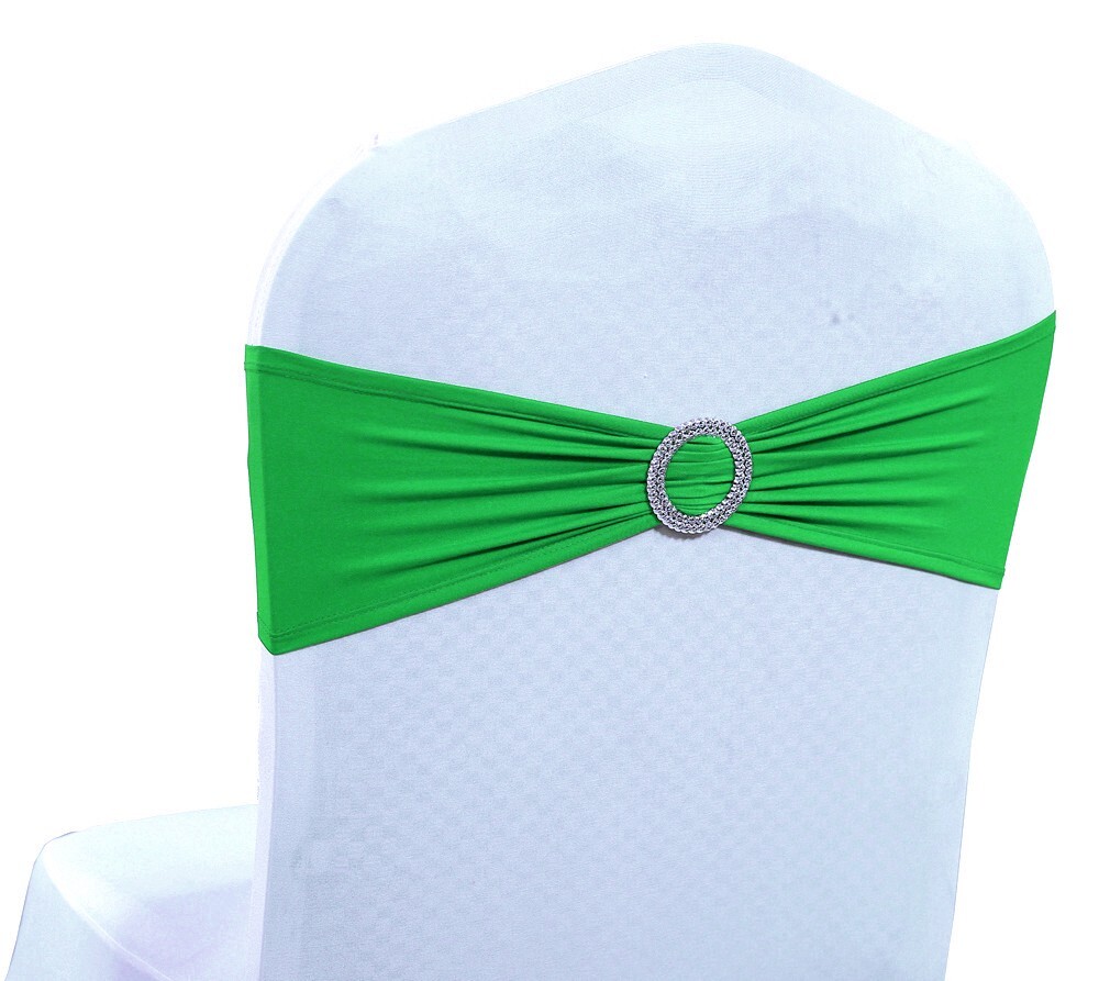 100 Spandex Stretch Chair Cover Sashes Bows for Wedding Party (Green)~FREE SHIP