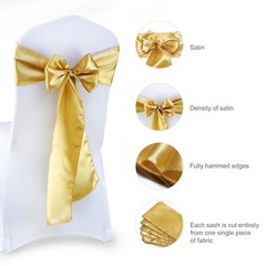 10 Satin Chair Sashes Banquet Chair Cover Bows Wedding Party Restaurant Kitchen