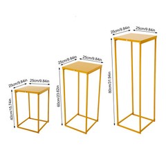 Gold Wedding Flower Stand Plating Floral Decor Vase Floor Column Stand Sets of 3
