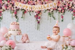 Bridal Shower Pink Rose Backdrop 8x6ft