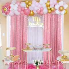 Backdrop Curtain Drapes 4 Pieces 2FTx8FT Blush Pink Wedding Backdrop Bridal