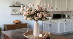 Fake Kiku Flowers, Faux Silk Pompon Mums Artificial Flowers,