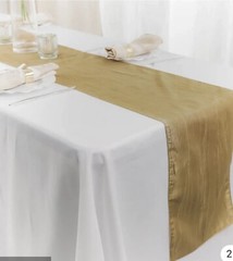 Gold Crinkled Taffeta Table Runners (9 Count) 12” x 108”