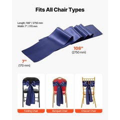 Uimoso 50PCS Navy Blue Elastic Chair Sashes for Weddings, Parties, and Dining