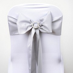 10 Silver Polyester CHAIR SASHES Ties Bows Wedding Party Ceremony Light Gray