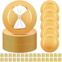 Tanlade 100 Pcs Charger Plates Set Bulk Include 50 Plastic Plate Chargers and…