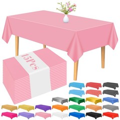 Table Cover 54×108 Inch Pink Plastic Disposable Rectangle 15 Pack Wedding Party