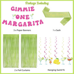 Margarita Party Decorations, Green and Hot Pink Gimme One Margarita | Sage Green