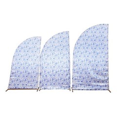 3 Satin Chiara Wedding Arch Backdrop with Floral Print STAND COVERS Set Party