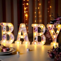 Realspring Woodland Greenery Centerpieces Baby Marquee Light up Sign Letters …