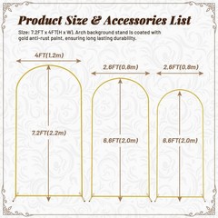7.2FT, 6.6FT, 6FT Arch Backdrop Stand for Wedding Ceremony Birthday Party Garden