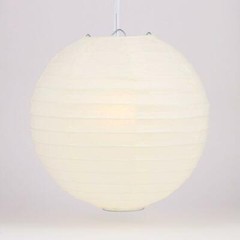 6″ Beige / Ivory Round Paper Lantern, Even Ribbing, Hanging Decoration