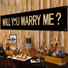 Proposal Banner Will You Marry Me Flower Propose 6ft, Black