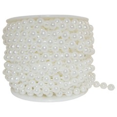 20 Yards Stringed Faux Pearls Large 10mm Shiny White Beads Garland 60 Foot Spool