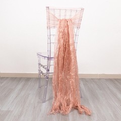 5 DUSTY ROSE Sheer Crinkled Organza CHAIR SASHES Party Events Home Decorations