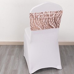5 BLUSH Mesh Embroidered Sequins CHAIR SASHES Party Events Decorations Supplies