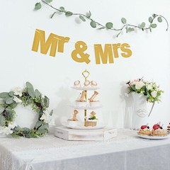 3 feet Gold Glittered Mr & Mrs Paper Hanging Wedding GARLAND Party Decorations