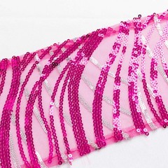5 FUCHSIA SILVERD Wave Mesh Embroidered Sequins CHAIR SASHES Party Events