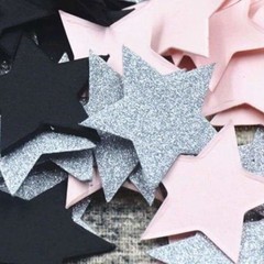 100pcs 3cm Stars BLACK PINK GLITTER SILVER Birthday Wedding Party Decorations Co