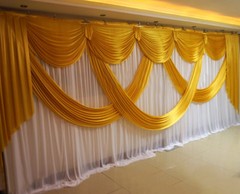 3*6M Bright yellow Gold and white wedding backdrop curtain for event party