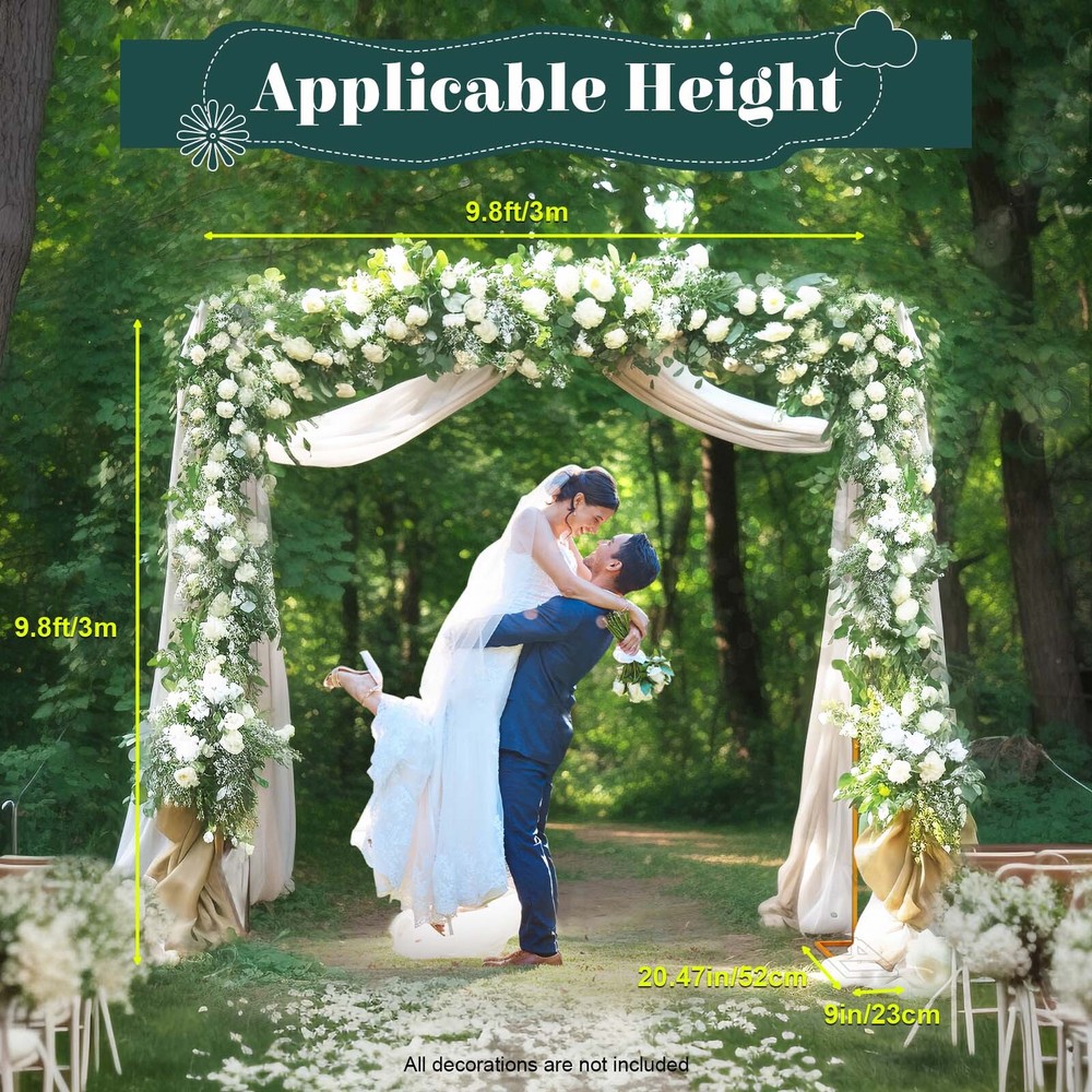 9.8×9.8FT Wedding Arch Metal Stand Backdrop Flower Balloon Frame Party Event Dec