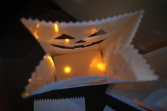 8 White Luminary Bags Snowflake LED Candle Christmas Halloween Jack O Lantern