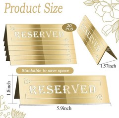 Reserved Table Sign For Weddings, Restaurants, Events – Gold Acrylic Sign 20pc