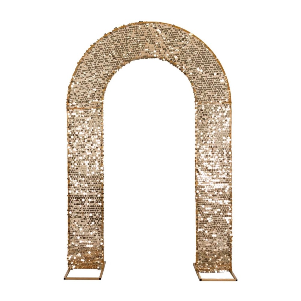 8ft Fitted Big Payette Sequin Open Arch Double Sided Backdrop Stand Cover Party