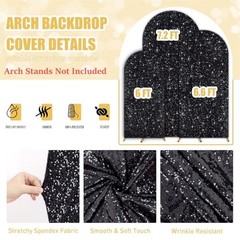 Set of 3 Arch Backdrop Cover Set of 3 – 6FT, 6.6FT, 7.2FT Black