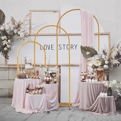 3PCS Metal Arch Backdrop Stand Gold Wedding Arch for Ceremony Decorations