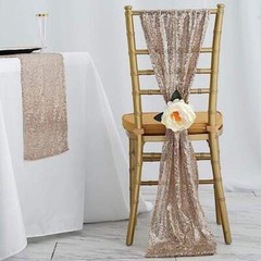 Extra Wide BLUSH Premium Sequined Chair Sashes Wedding Party Event Decorations