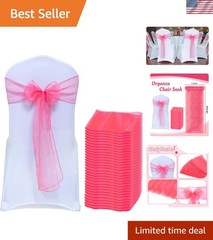 Reusable Coral Organza Chair Sashes – 25 Perfect for Weddings & Showers