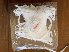 10M/32Ft White Pennant Banner, Fabric & Lace Triangle Flag Cotton Bunting Garla