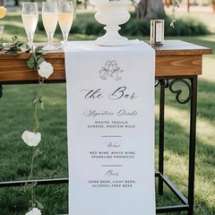 Minimalist Dessert Table Decor Fabric Wedding Bar Menu Banner