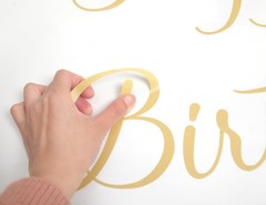 Happy Birthday Party Backdrop Wall Stickers, Gold Script Lettering with Arch …