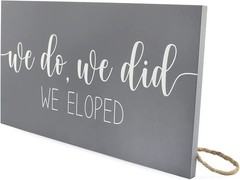 We Eloped Wood Sign, Rustic Farmhouse Style Decorative Home Sign