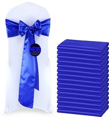 100 Royal Blue Satin Chair Sashes Silky Sateen Chair Bows wedding party décor