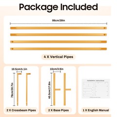 Square Wedding Arch, Gold Metal Framework Heavy Duty Backdrop Stand Garden