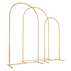 3-Piece Wedding Arch Stand Set Steel With Cotton Covers White Gold