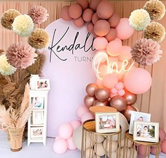 12-Piece Boho Dusty Rose Mauve Pink Tan Brown Cream Party Tissue Pom poms