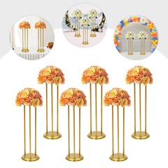 6 Pcs Columnar Gold Decorative Flower Stands Display Stand For Weddings 20*60cm