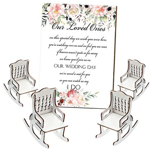 5 Pieces Wedding Memorial Chair Sign Reserved Wooden Table Plaque Flowers Style