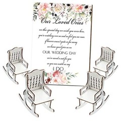 5 Pieces Wedding Memorial Chair Sign Reserved Wooden Table Plaque Flowers Style