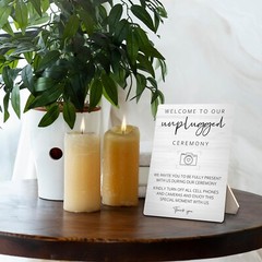 Wedding Welcome Sign, Wedding Wooden Sign Stand 5x7inch, Welcome to Our Unplu…