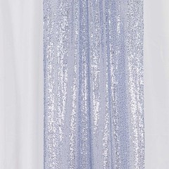 2 DUSTY BLUE 8ft x 2ft Sequined Backdrop Curtain with Rod Pockets Wedding