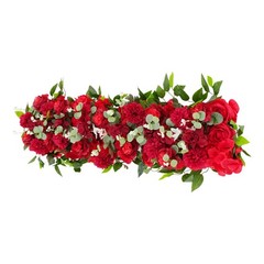 Elegant Red Floral Arrangement Row Wedding Backdrop Staircase Fence Decoration
