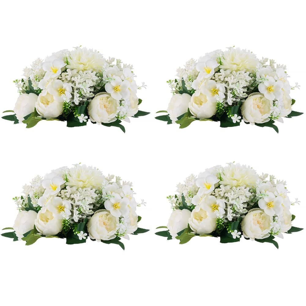 Flower Balls Centerpieces for Tables: 4 PCS White Flowers for Centerpieces Fl…